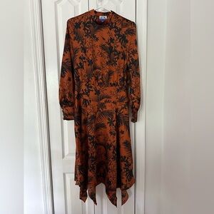 Future Collective Dress Floral Brown Long Sleeve Kahlana Brown Womens Size Small